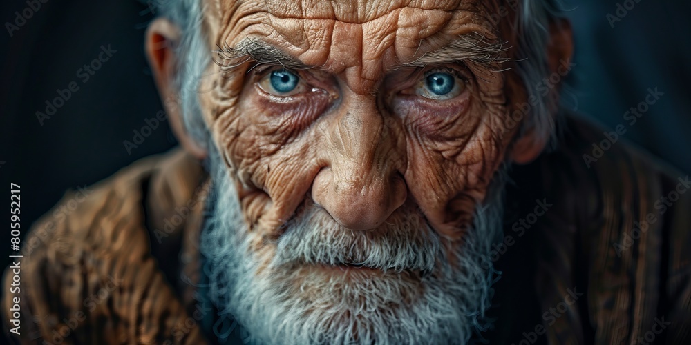 Wise Elderly Man with a Stern Gaze Wise Elderly Man with a Stern Gaze