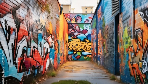 abstract graffiti wall background, illustrating the raw energy of street art.  © Albaloshi