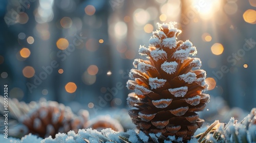 Winter frosted pine cone winter ice decoration