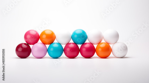 multi-colored glossy balls on a white background