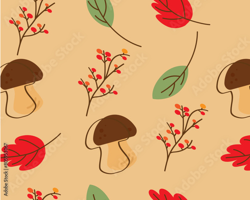 Autumn leaves seamless pattern wallpaper image