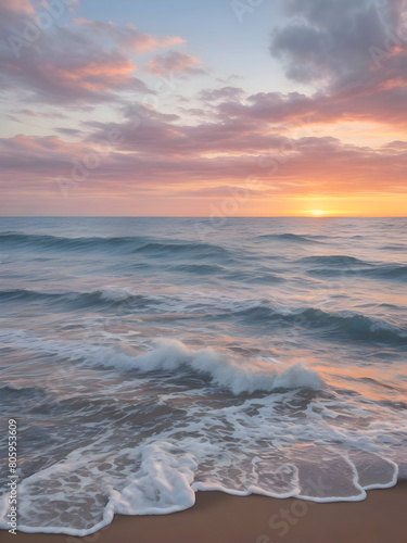 Sunset Sea Beach Landscape Art