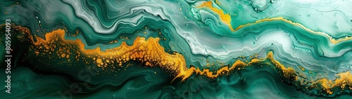 Dynamic abstract background with a mixture of green and orange oil paint strokes, can be utilized for printed materials such as brochures, flyers, and business cards.