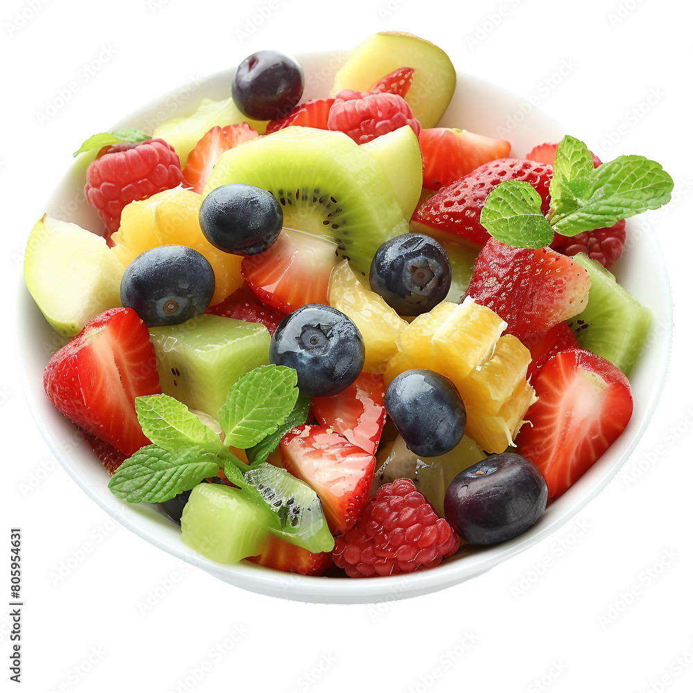 Fresh fruit salad, transparent background, isolated image, generative AI Fresh fruit salad, transparent background, isolated image, generative AI