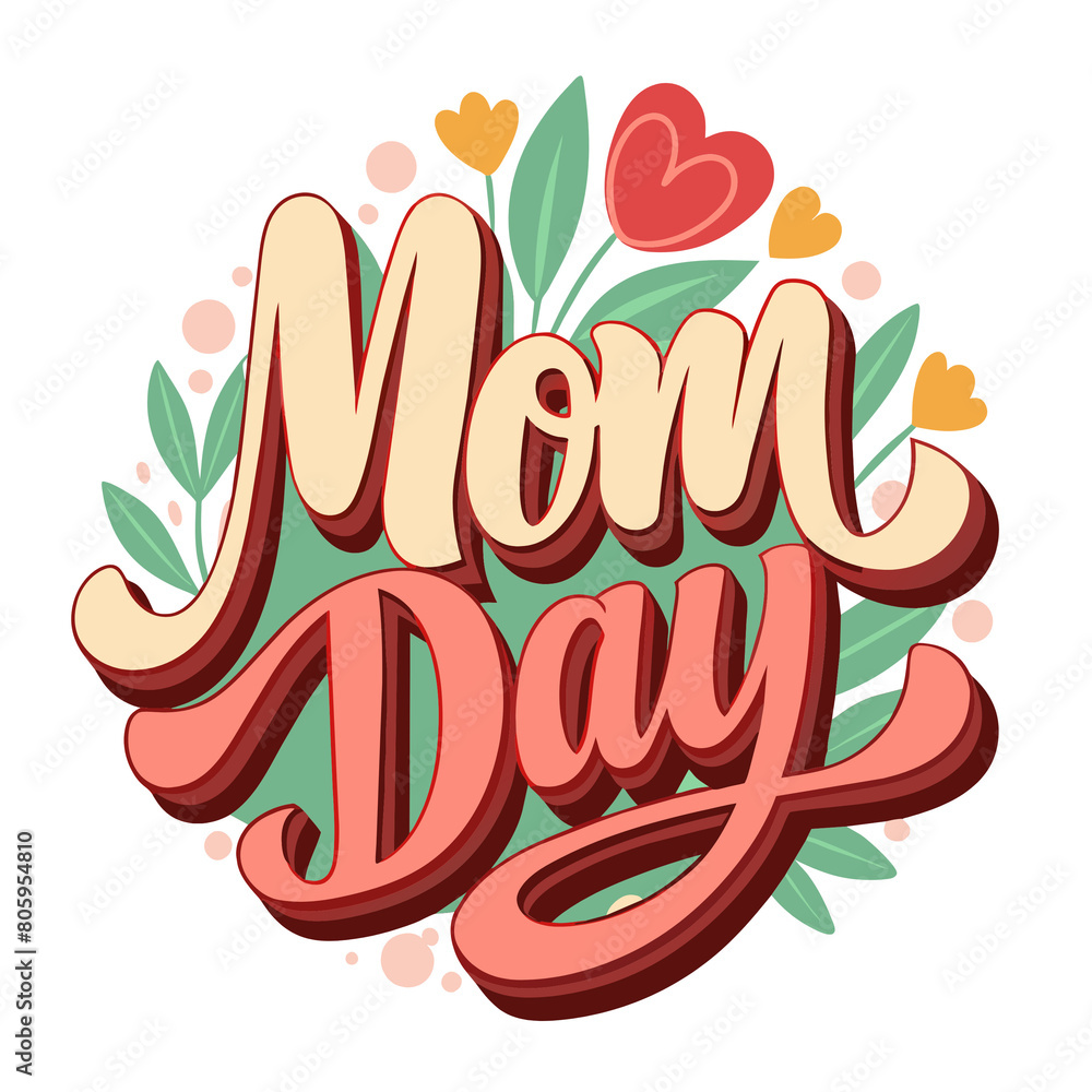 Fototapeta premium mom day text on white background