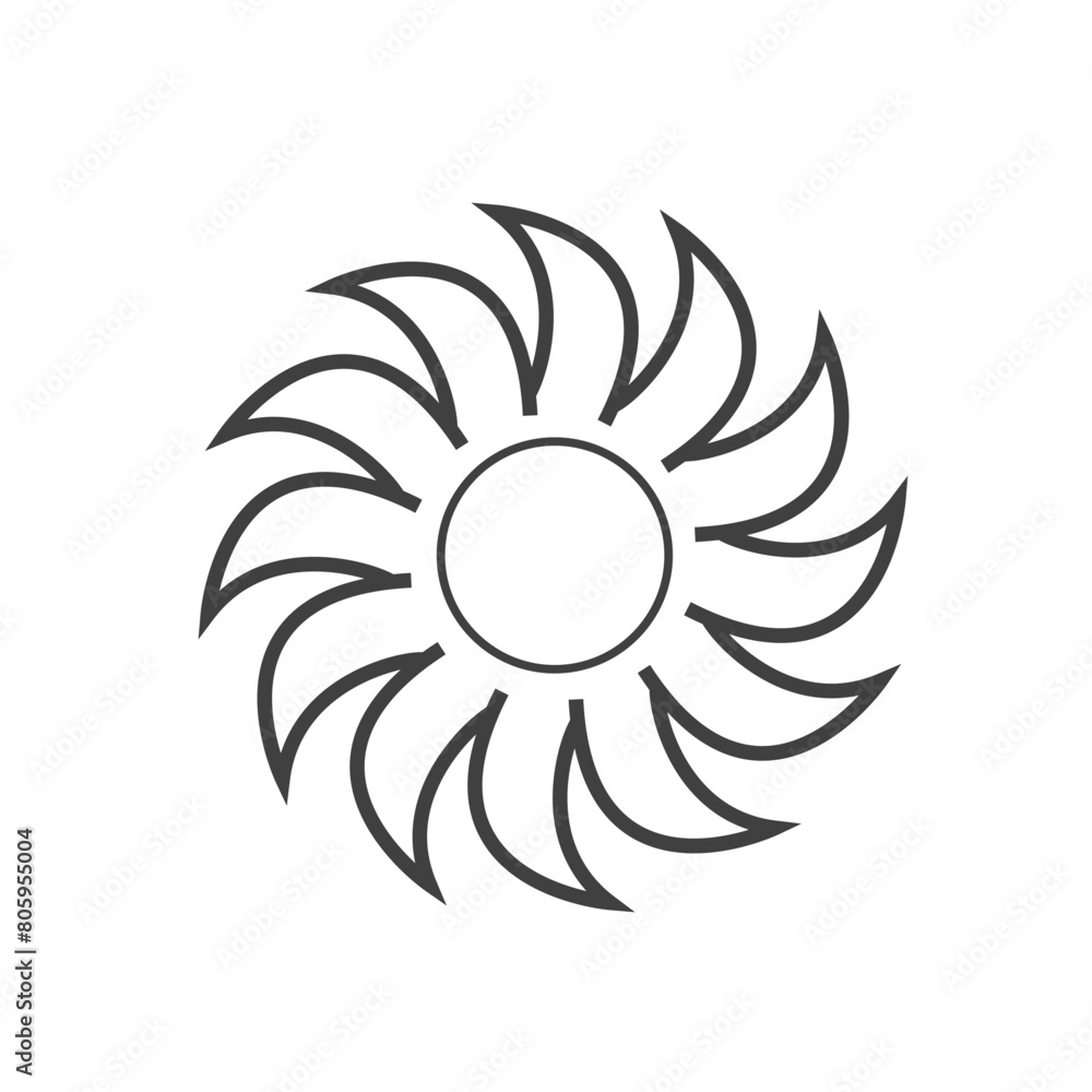 Linear vector icon of a cyclone. Monochrome black and white design suitable for weather-related content.
