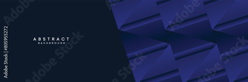Dark blue, black abstract technological modern geometric banner background. dark navy blue gradient web header, promotional banner design for corporate, business, party, seminar, festive background