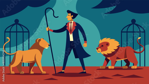 Hold onto your seats as our lion tamer enters the cage of these wild beasts armed only with a whip Will he come out unhed or fall prey to their sharp.