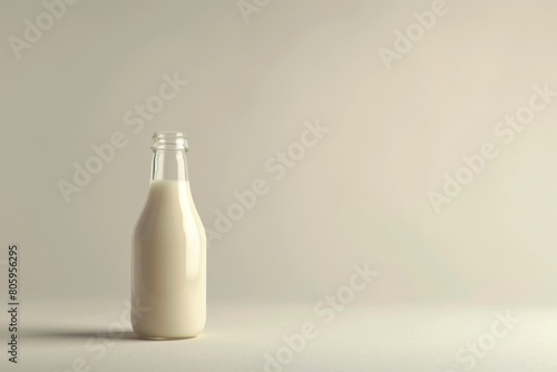 A bottle of milk in minimal white background AI Generated