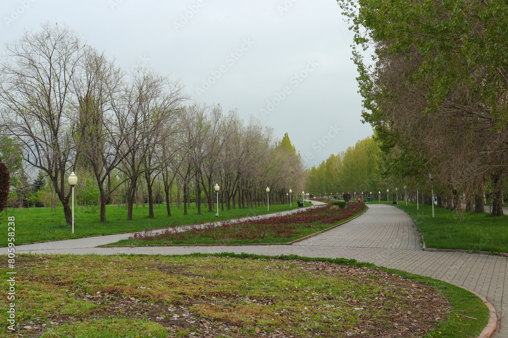 Almaty City Kazakhstan 29 April 2024. First President's Park Almaty City Kazakhstan 29 April 2024. First President's Park