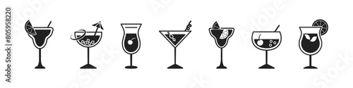 Set of cocktails icons. Cocktail symbol. Vector