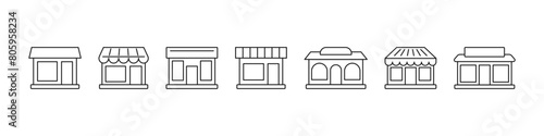 Shop icon set. Store build icons collection. Vector illustration