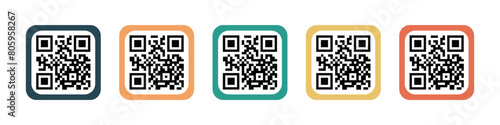 QR code logo. Scan QR code template in flat style. Vector