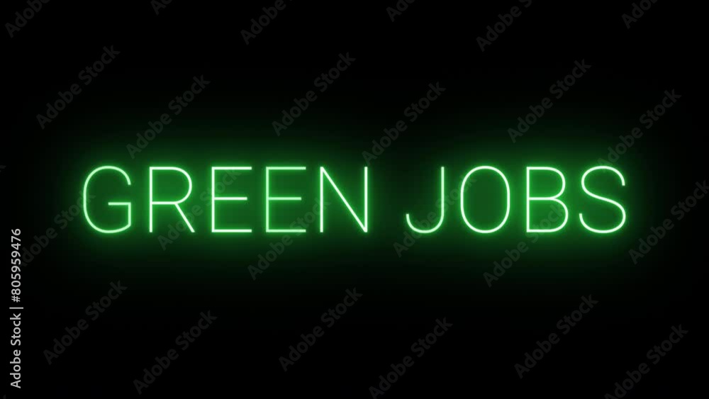 Flickering neon green glowing green jobs text animated on black background Flickering neon green glowing green jobs text animated on black background