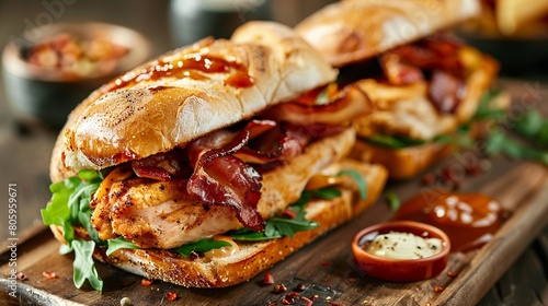 bacon sandwich with sauce