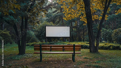 blank billboard mockup on green park background, billboard in city forest park