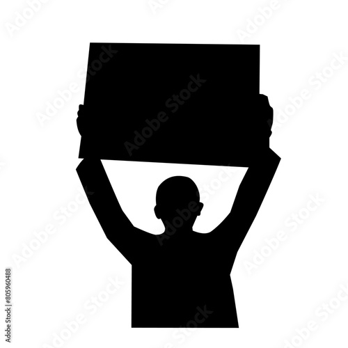 Silhouette illustration of man with board demonstration photo