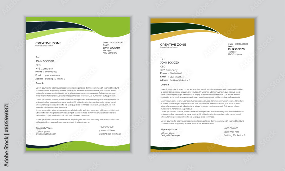 Modern business letterhead template Modern business letterhead template
