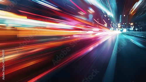 Light streaks in fast motion speed movement 