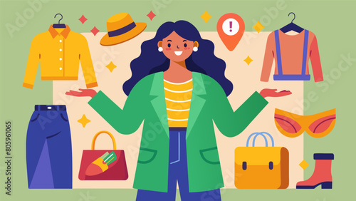 Get ready to upgrade your style game with the guidance of a thrift store fashion influencer who shares her curated finds and musthave staples from her. Vector illustration