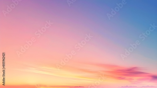 View of sky and mountain in soft warm gradient color from pink range to blue purple