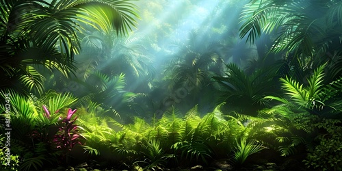 Tropical Forest Panorama for Eco-Friendly Earth Day Spa and Tourism Themes. Concept Earth Day, Eco-friendly, Spa, Tourism, Tropical Forest © Ян Заболотний