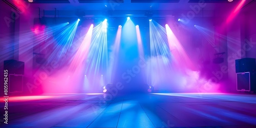 Lively 90s disco thumping speakers dazzling lasers dance floor filled with energy. Concept 90s Disco Party, Thumping Speakers, Dazzling Lasers, Dance Floor Energy photo