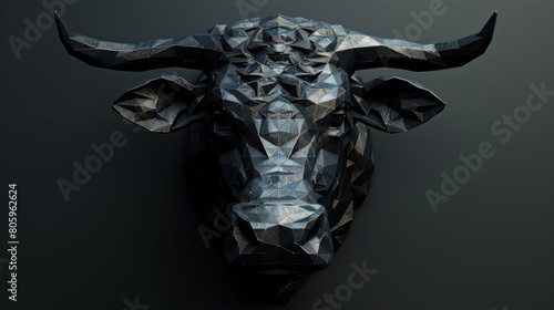 Abstract polygonal image of bull head shape