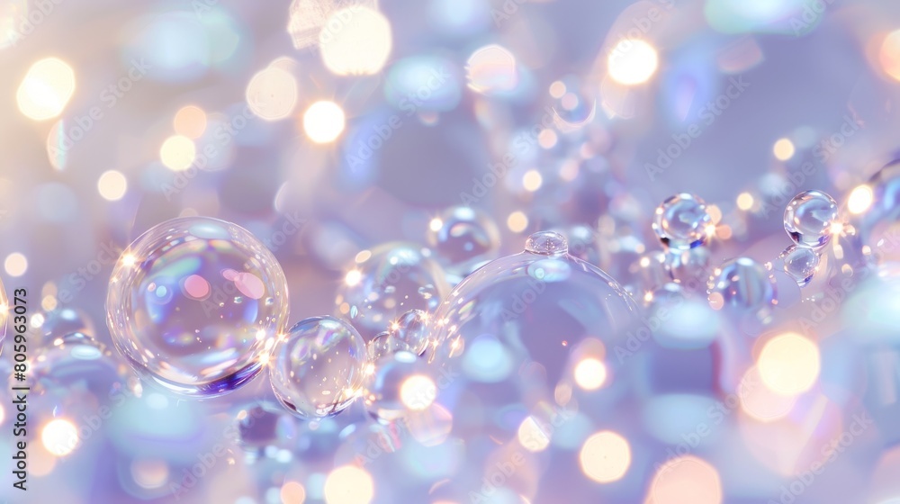 Close-Up of Shimmering Water Droplets on Vibrant, Colorful Surface Close-Up of Shimmering Water Droplets on Vibrant, Colorful Surface