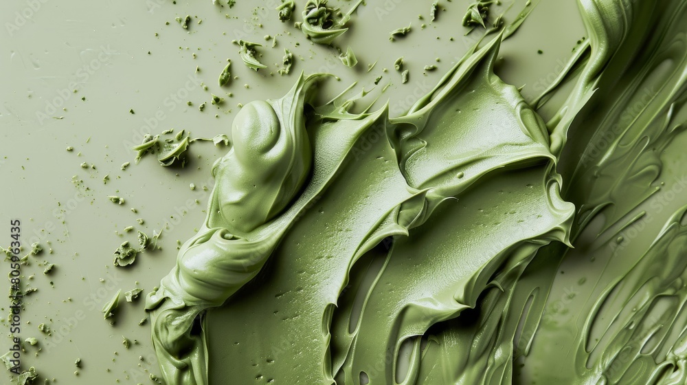 Fototapeta premium Textured Green Paint Swirls on Surface