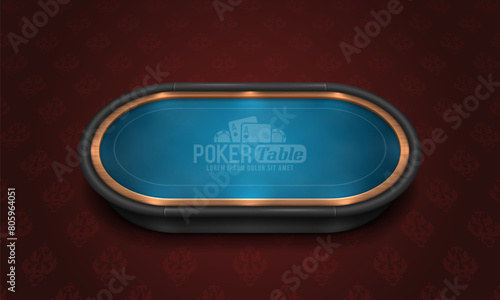 Poker table with blue cloth. Vector illustration.