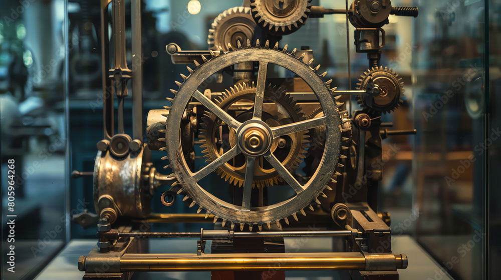A beautiful close up of a gear from a vintage mechanical clock.
