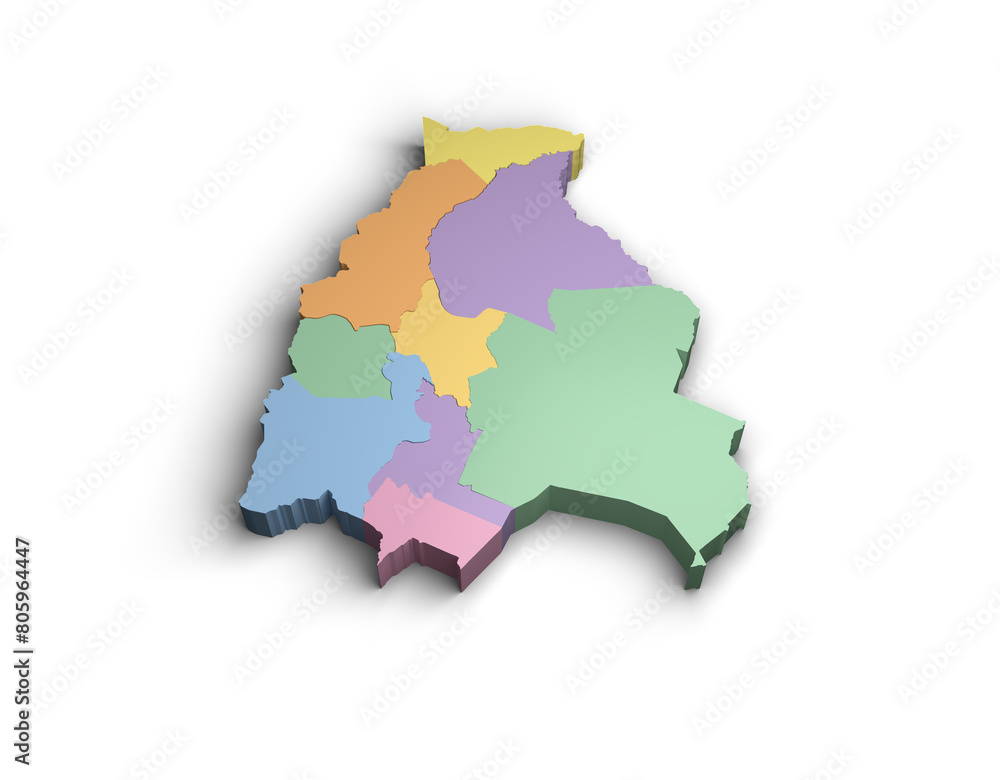 Obraz premium 3d Bolivia color map illustration white background isolate