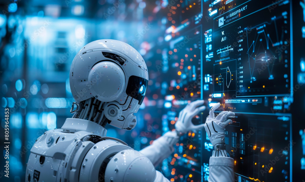 AI-Powered Medical Diagnosis & Research: Doctor Exploring Virtual Interfaces, Big Data & Robotic Healthcare Tech for Futuristic Solutions AI-Powered Medical Diagnosis & Research: Doctor Exploring Virtual Interfaces, Big Data & Robotic Healthcare Tech for Futuristic Solutions