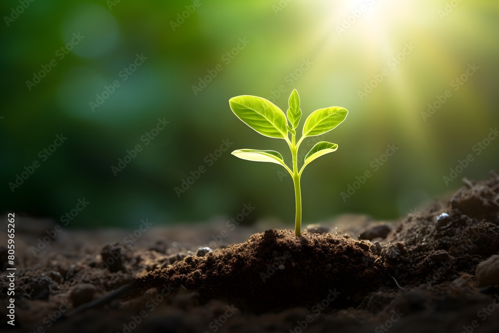 Young plant springing up out of the soil
Young plant springing up out of the soil