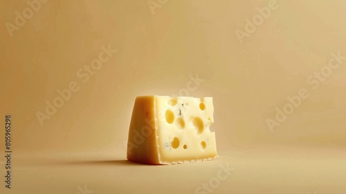 Swiss cheese piece on beige