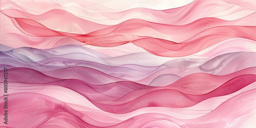 Watercolor wavy gradient thick line design in a range of pink colors Watercolor wavy gradient thick line design in a range of pink colors