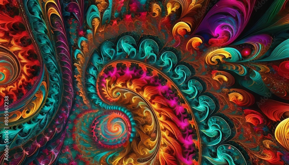 Brightly coloured linear geometric fractal Brightly coloured linear geometric fractal