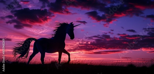 A majestic unicorn standing proudly in a sunlit forest clearing, surrounded by vibrant wildflowers. 