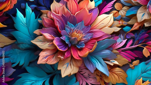 Wallpaper Mural geometrical dupatta design with textured flower background
 Torontodigital.ca