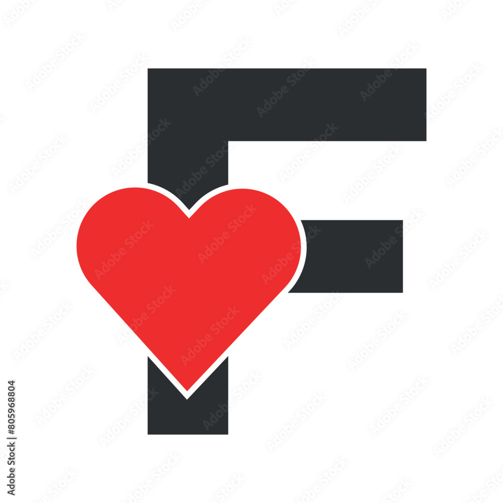 Initial Love Logo combine with letter F vector template Initial Love Logo combine with letter F vector template