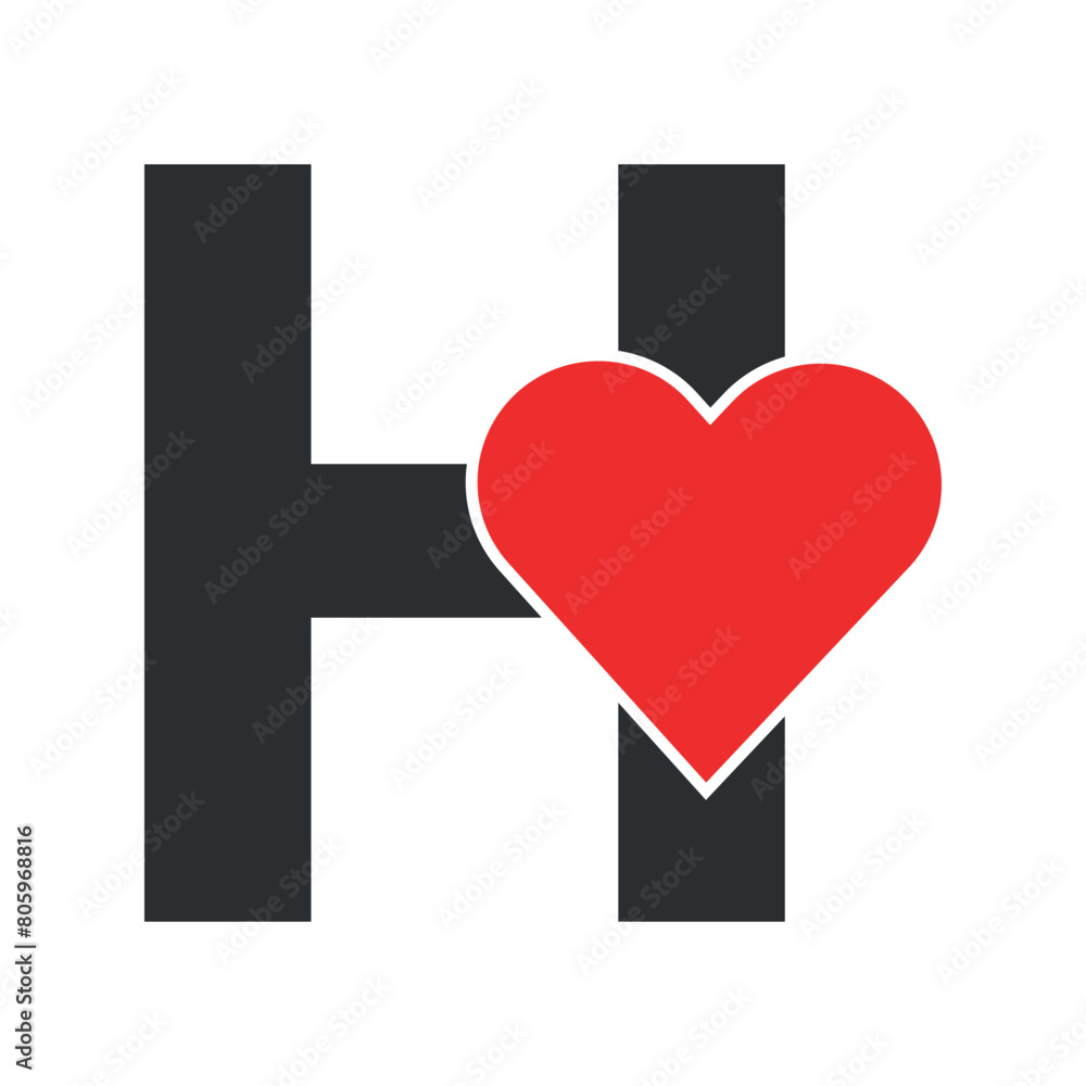 Initial Love Logo combine with letter H vector template Initial Love Logo combine with letter H vector template