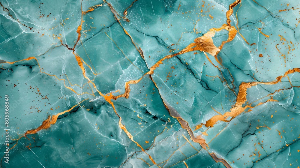 Luminous Turquoise Marble Texture with Gold Details Luminous Turquoise Marble Texture with Gold Details