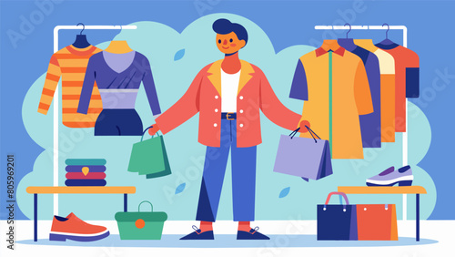 Hit the thrift stores with this fashion influencer and learn how to mix and match pieces from different eras to create a modern and trendy look. Vector illustration