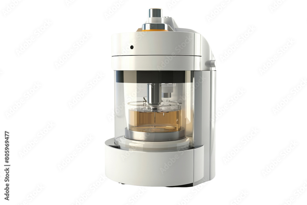 A white coffee maker with a glass container in the middle A white coffee maker with a glass container in the middle
