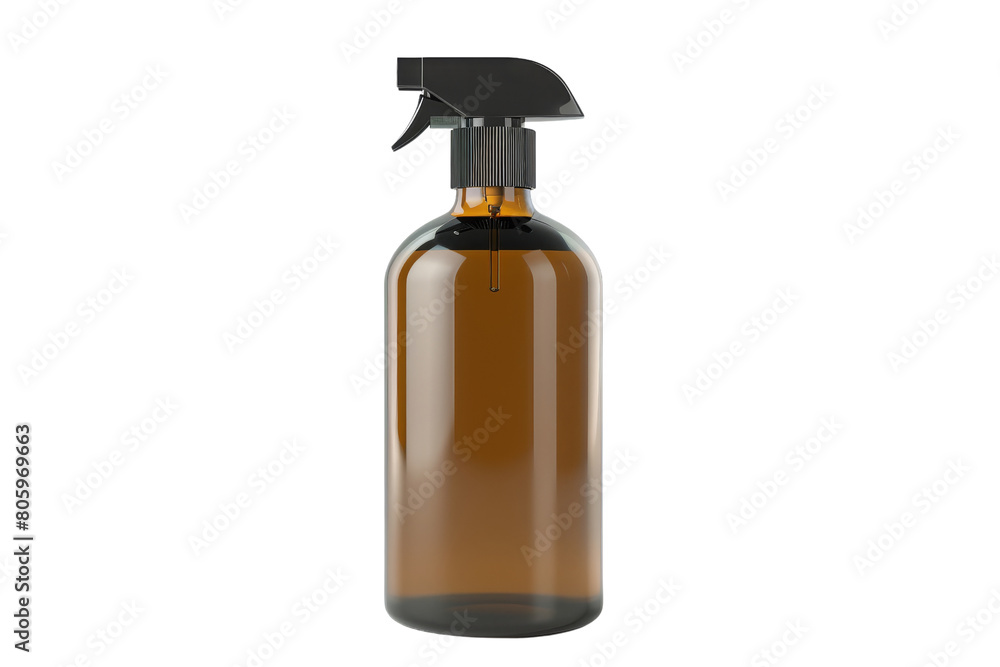 A brown bottle with a black cap. The bottle is sitting on a white background A brown bottle with a black cap. The bottle is sitting on a white background