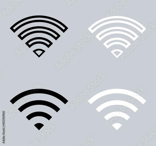 Set of Wi Fi icon. Wireless icon sign symbol in trendy flat style. Wifi vector icon illustration isolated on gray background
