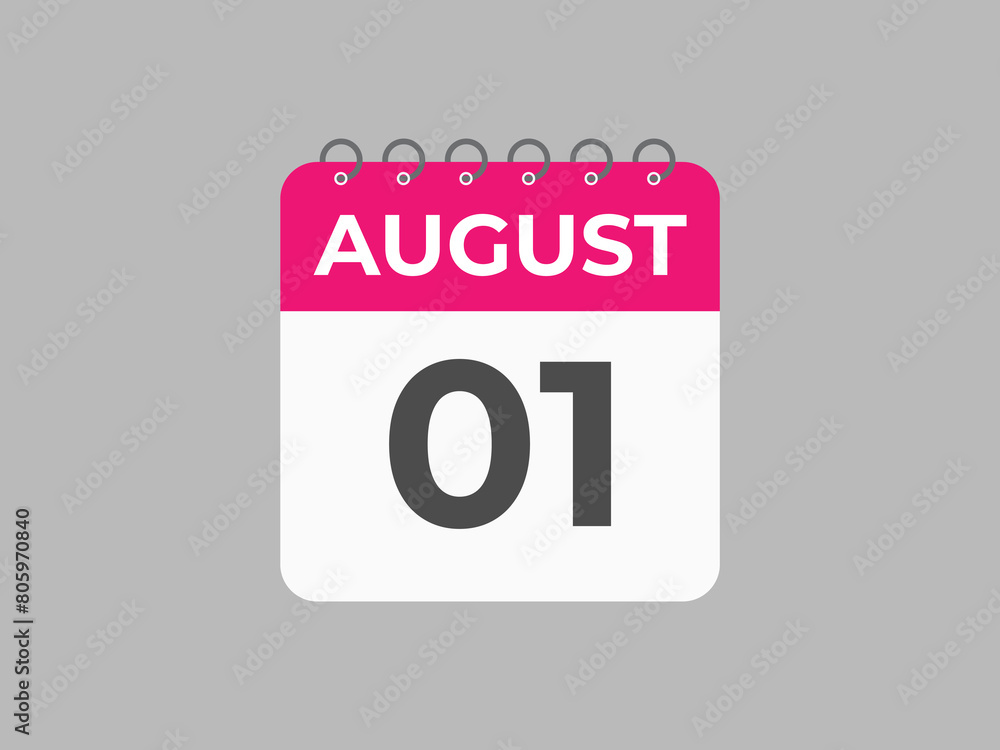 August 1 calendar reminder. 1 August daily calendar icon template. Calendar 1 August icon Design template. Vector illustration
August 1 calendar reminder. 1 August daily calendar icon template. Calendar 1 August icon Design template. Vector illustration