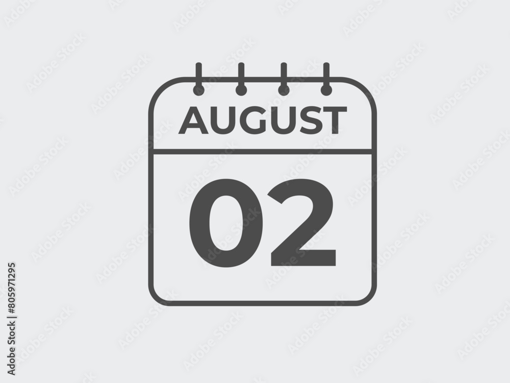 August 2 calendar reminder. 2 August daily calendar icon template. Calendar 2 August icon Design template. Vector illustration
August 2 calendar reminder. 2 August daily calendar icon template. Calendar 2 August icon Design template. Vector illustration