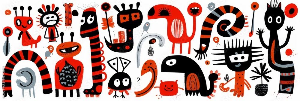 Obraz premium Abstract Scandinavian style print design with red and black tints. Great as background or poster.